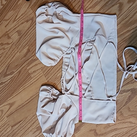 SHEIN Privé Lace Up Backless Puff Sleeve Top Women's Size Large - Picture 13 of 15